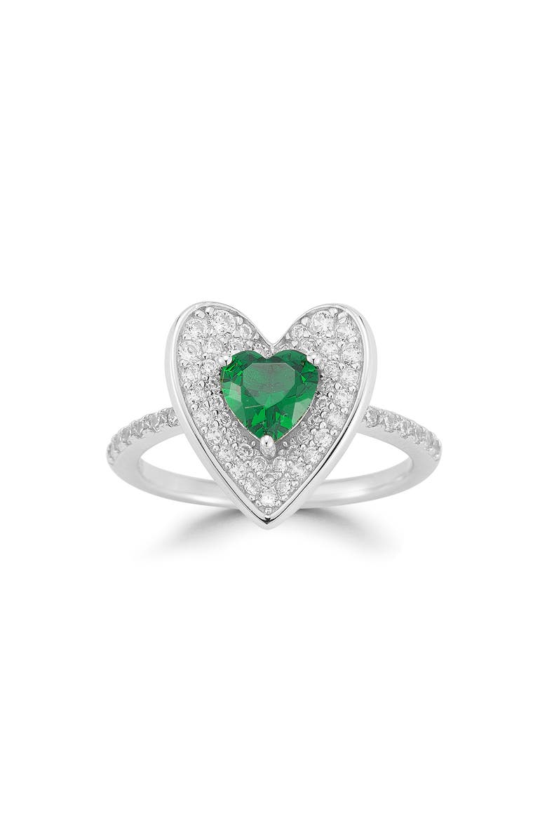 CZ Pavé Double Heart Ring, Main, color, SILVER