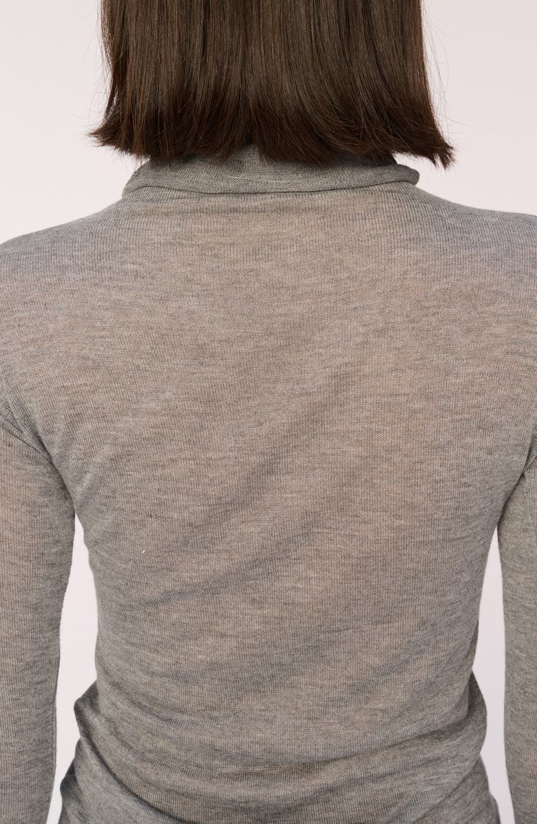 DL1961 Semisheer Bell Sleeve Turtleneck Top, Alternate, color, Charcoal