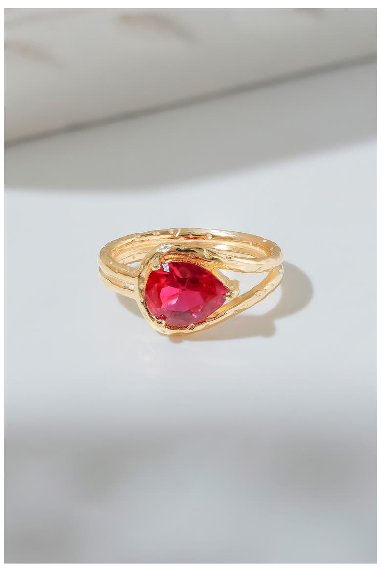 Lab Created Ruby Pear Ring, Alternate, color, PINK
