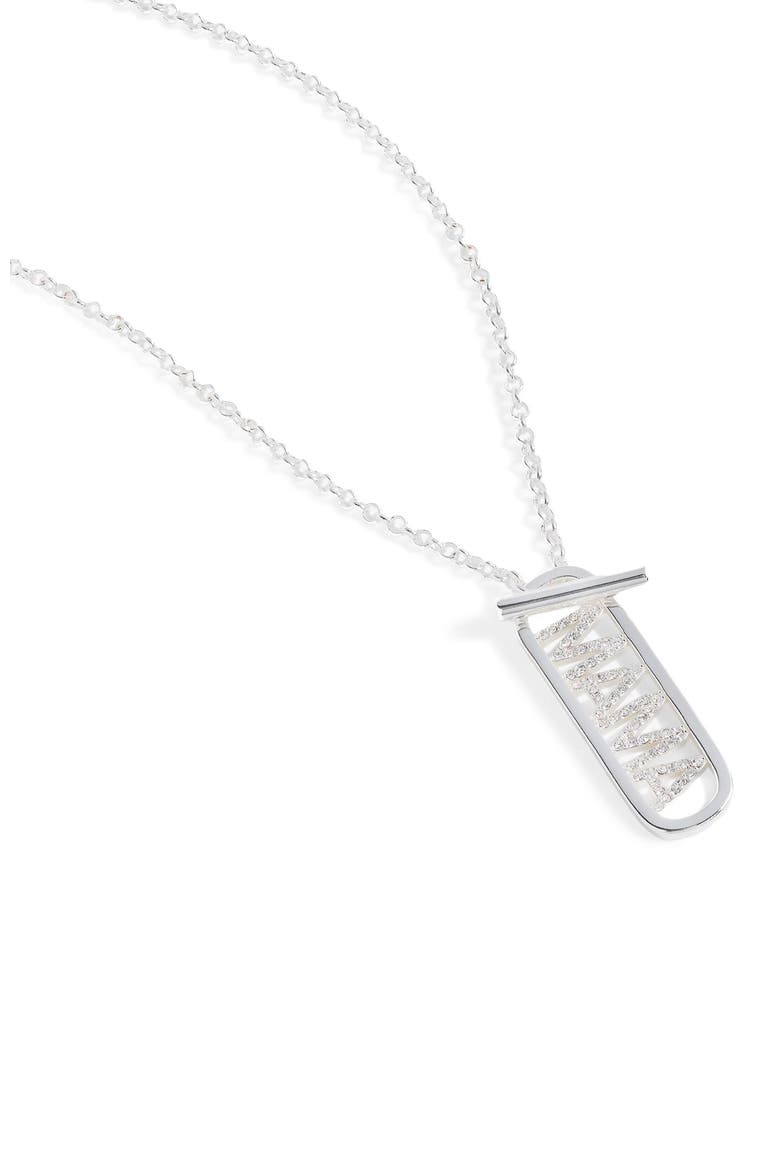 Mama Pave Toggle Necklace, Alternate, color, Silver