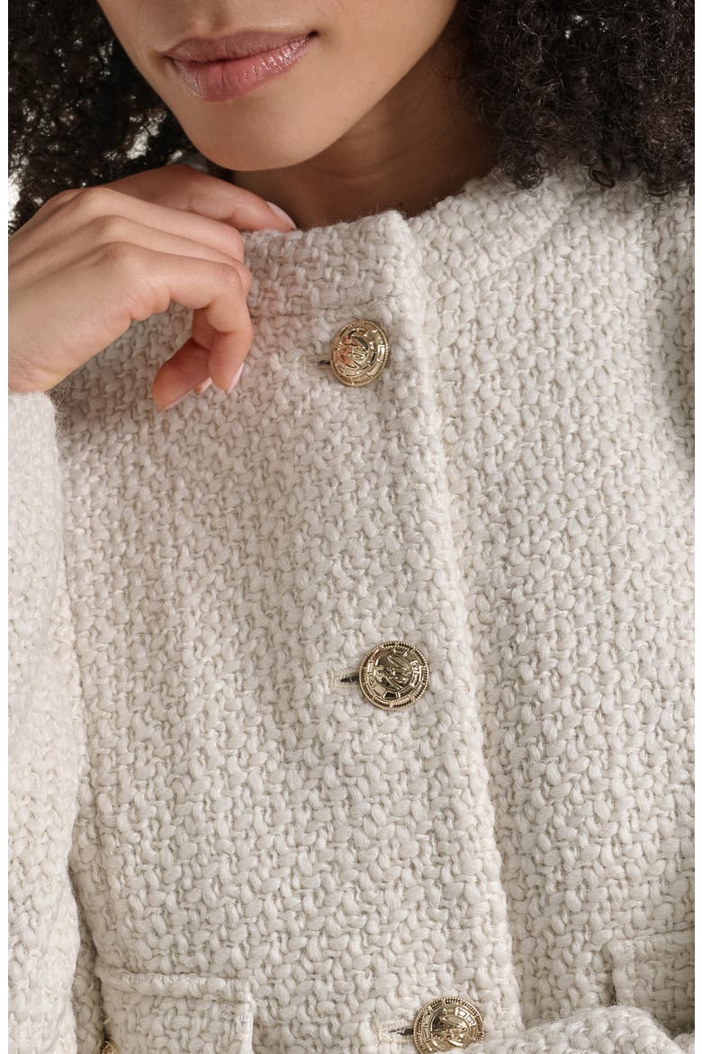 Collarless Wool Blend Coat, Alternate, color, IVORY