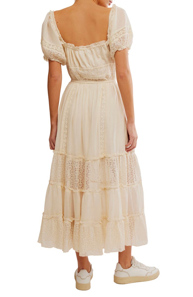 Free People Falling Sun Puff Sleeve Midi Dress, Alternate, color, Tea