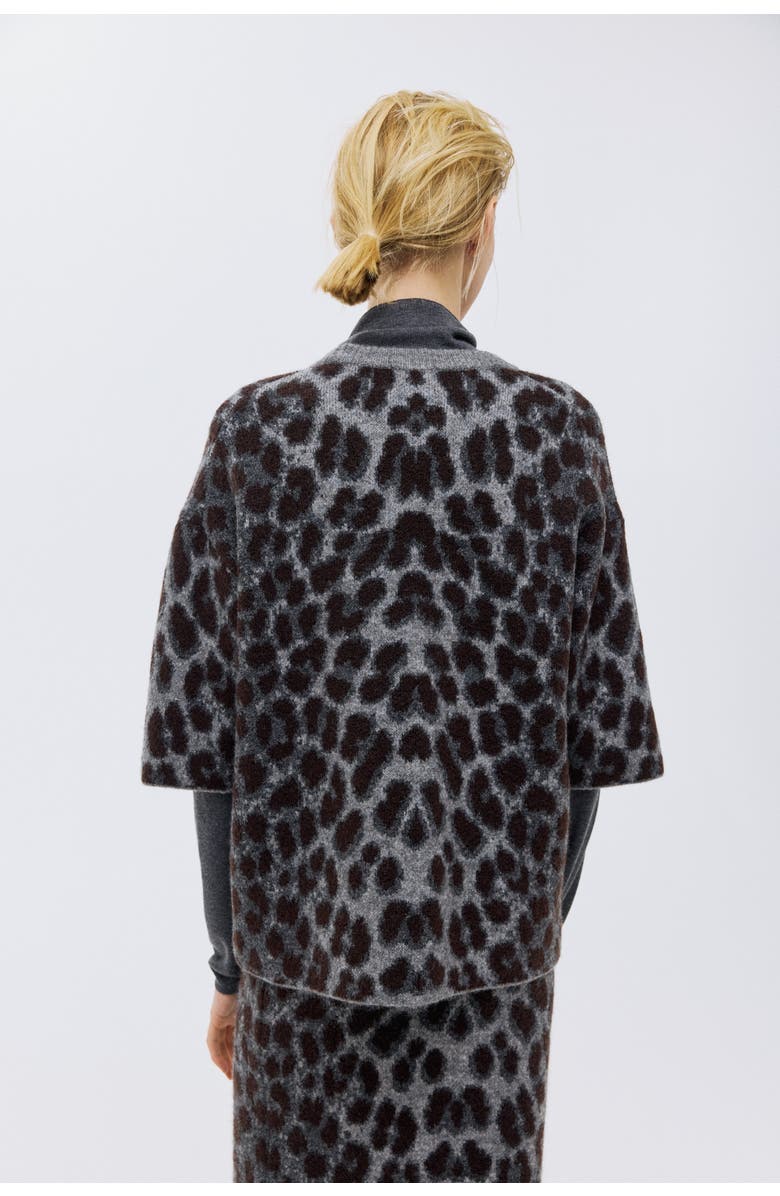 H&M Boxy Jacquard-knit Jumper, Alternate, color, Gray/Leopard Print