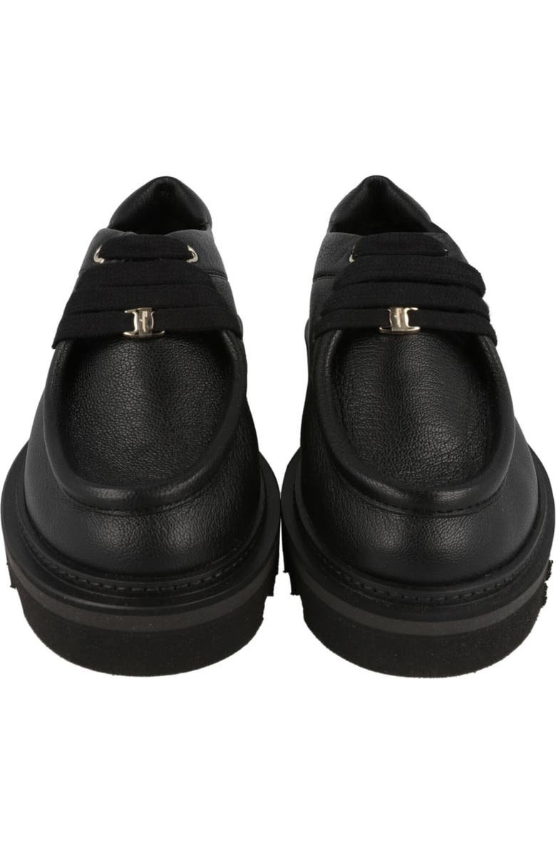 FERRAGAMO Euripilo Moc Toe Leather Loafer, Alternate, color, Black