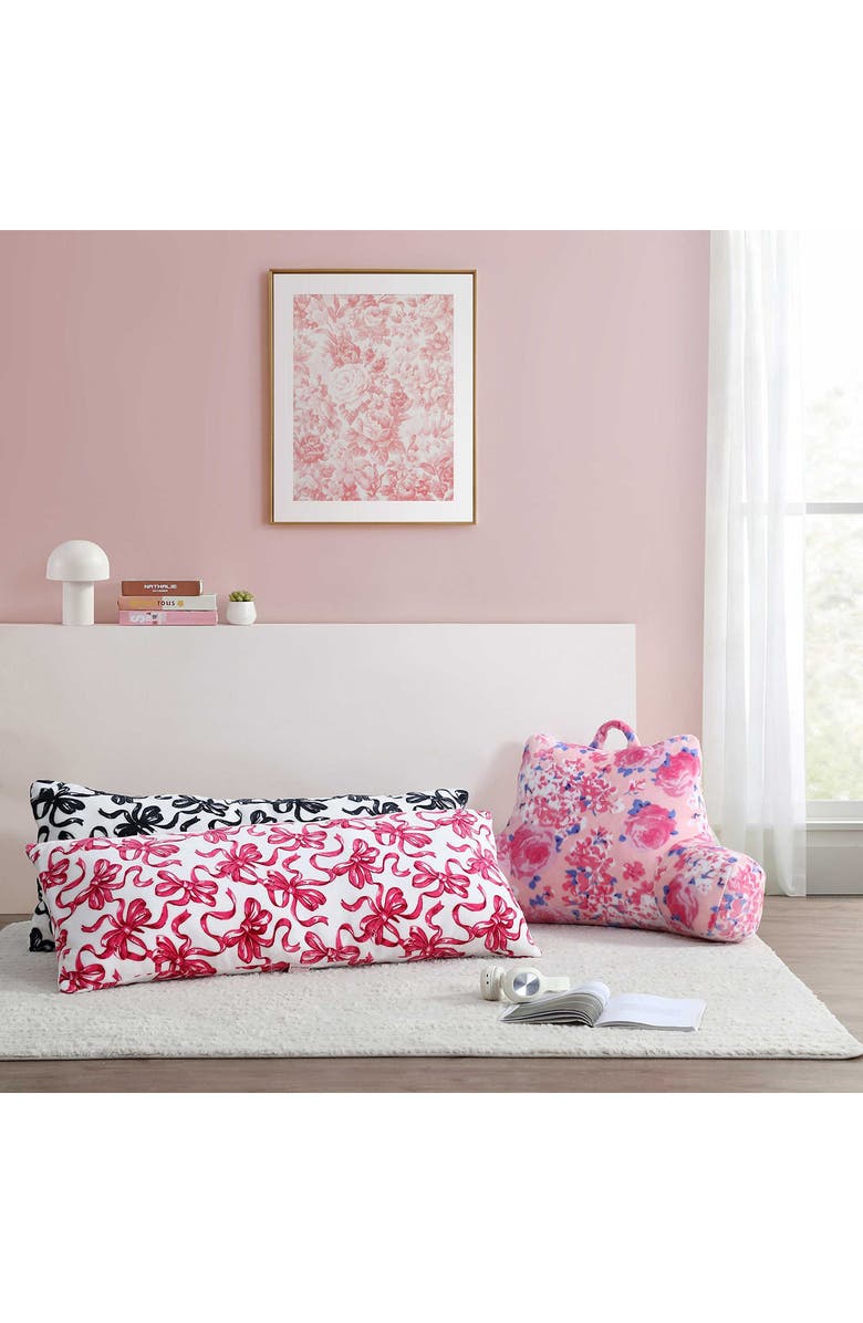 Betsey Johnson Ballet Bows Plush Decorative Throw Pillow, Alternate, color, Medium / Dark Grey