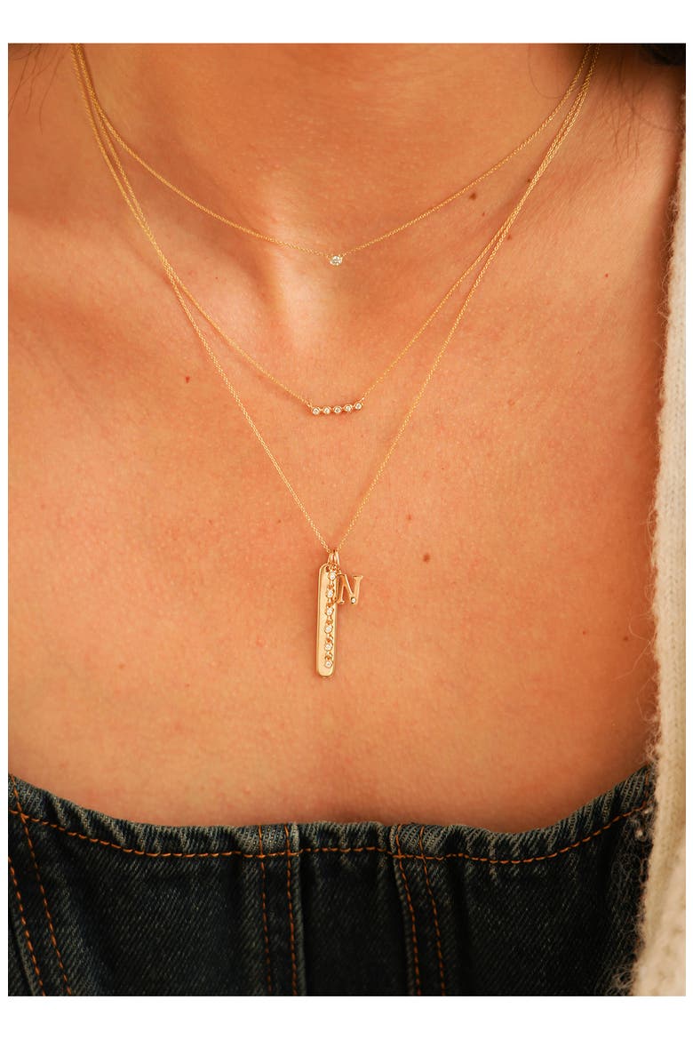 Lulu Jack Bezel Diamond Bar Necklace, Alternate, color, YELLOW GOLD/ DIA