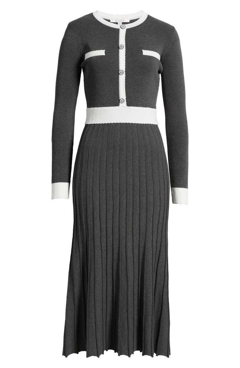ZOE AND CLAIRE Long Sleeve A-Line Sweater Dress, Alternate, color, Charcoal/ White