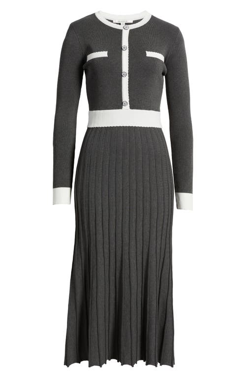 Zoe And Claire Long Sleeve A-line Sweater Dress In Gray