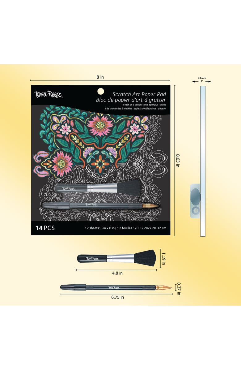 Brea Reese Scratch Art Paper Pad Mandala 8X8, 12 Designs, Kids
Adults, Alternate, color, Multicolored