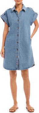 Karen Kane Cap Sleeve Denim Shirtdress