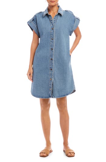 Karen Kane Cap Sleeve Denim Shirtdress
