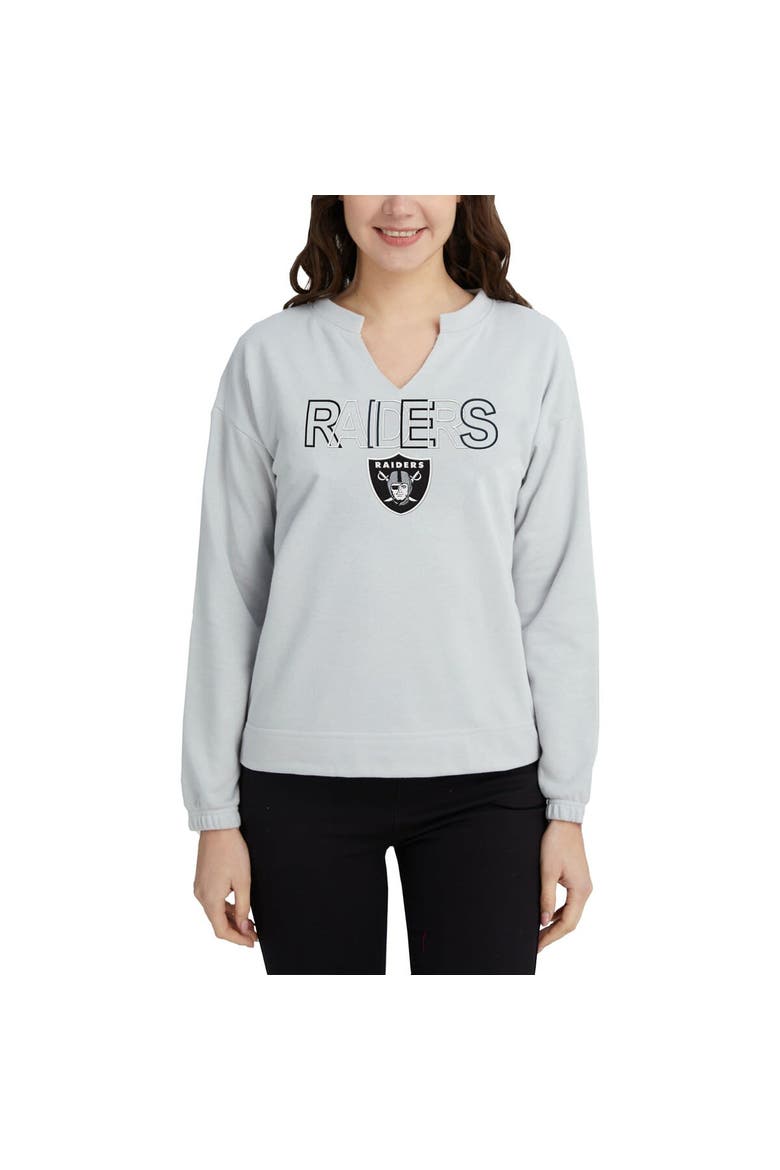 Women's Concepts Sport Gray Las Vegas Raiders Sunray Notch Neck Long Sleeve T-Shirt, Main, color, Gray