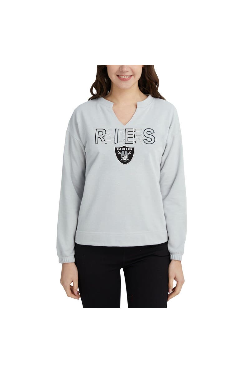 CONCEPTS SPORT Women's Concepts Sport Gray Las Vegas Raiders Sunray Notch Neck Long Sleeve T-Shirt, Main, color, Gray