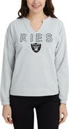 CONCEPTS SPORT Women's Concepts Sport Gray Las Vegas Raiders Sunray Notch Neck Long Sleeve T-Shirt