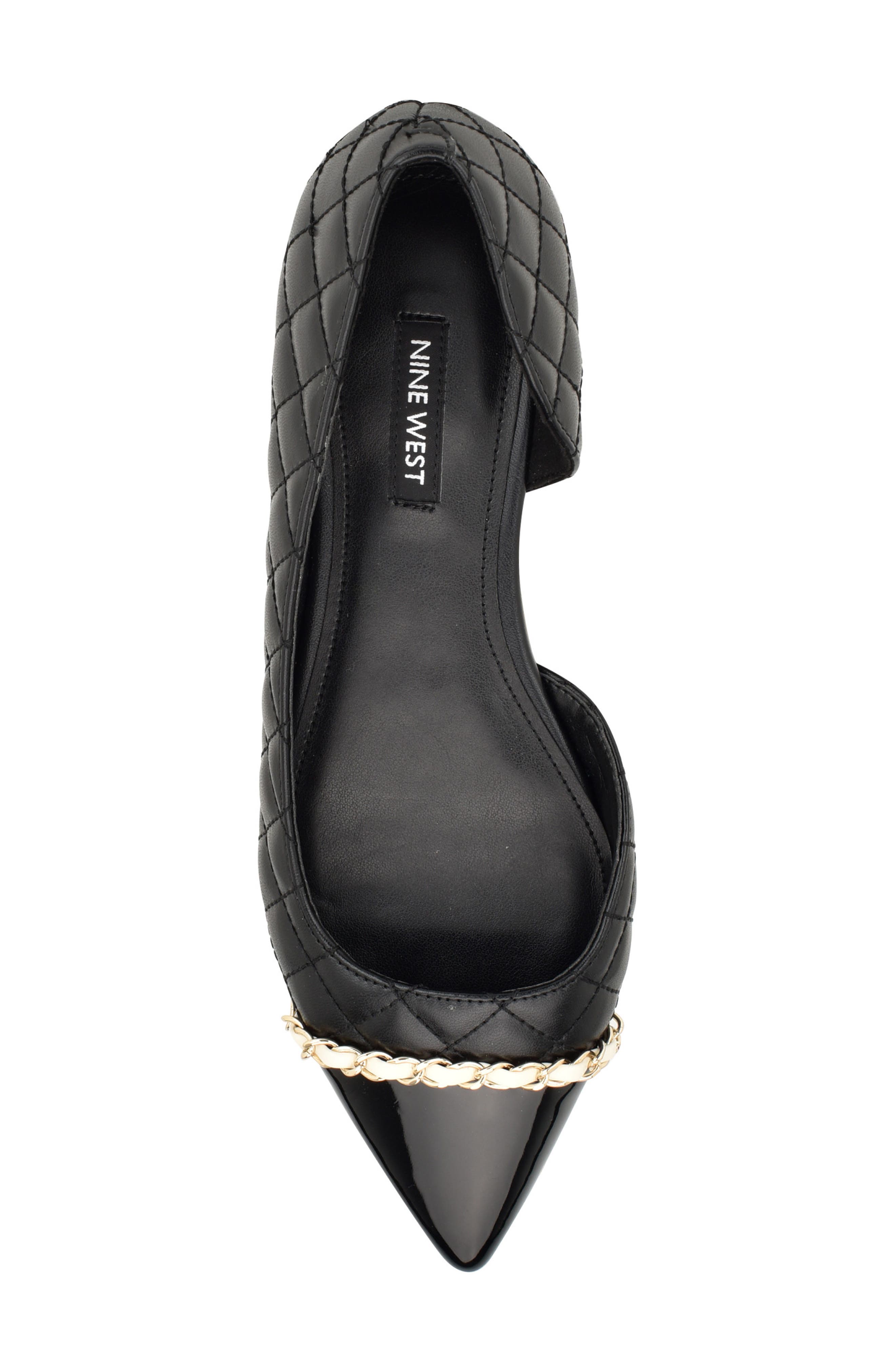 Nine West Breza Half d'Orsay Pointed Cap Toe Flat, Alternate, color, 