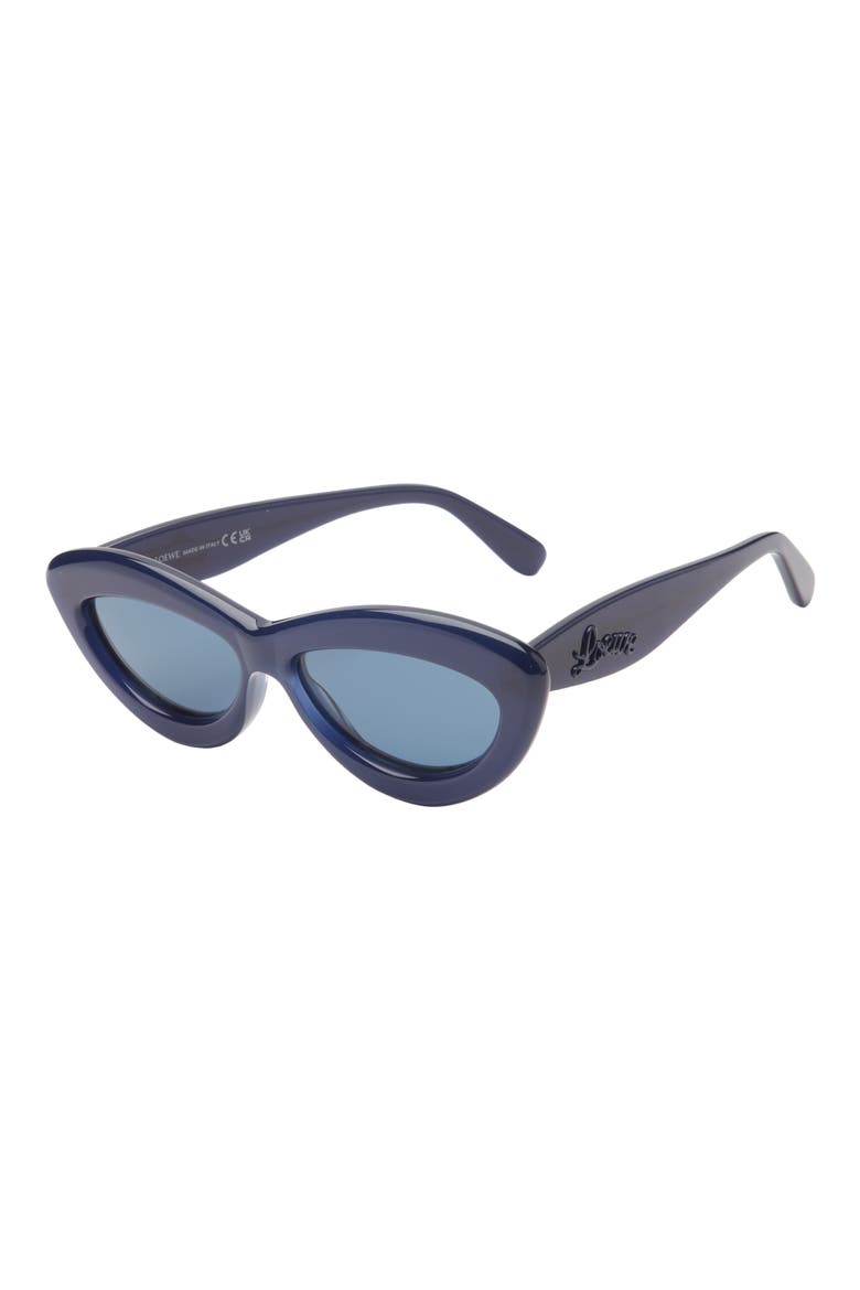 Curvy Logo 54mm Cat Eye Sunglasses, Alternate, color, SHINY BLUE / BLUE