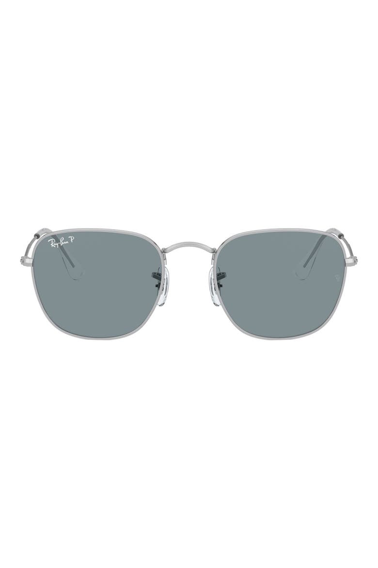 Frank 48mm Polarized Square Sunglasses, Main, color, SILVER/ BLUE