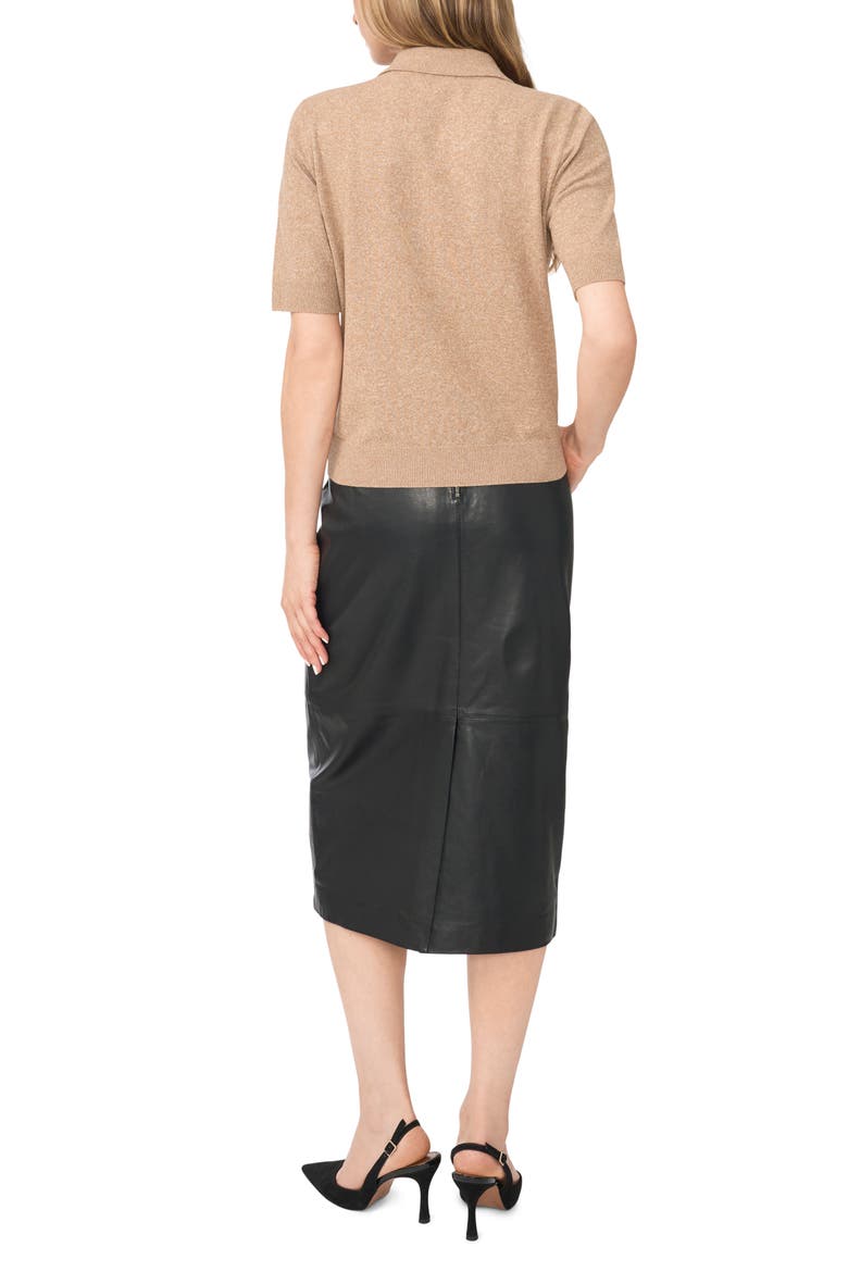 Remy Short Sleeve Button Detail Sweater, Alternate, color, WARM TEA