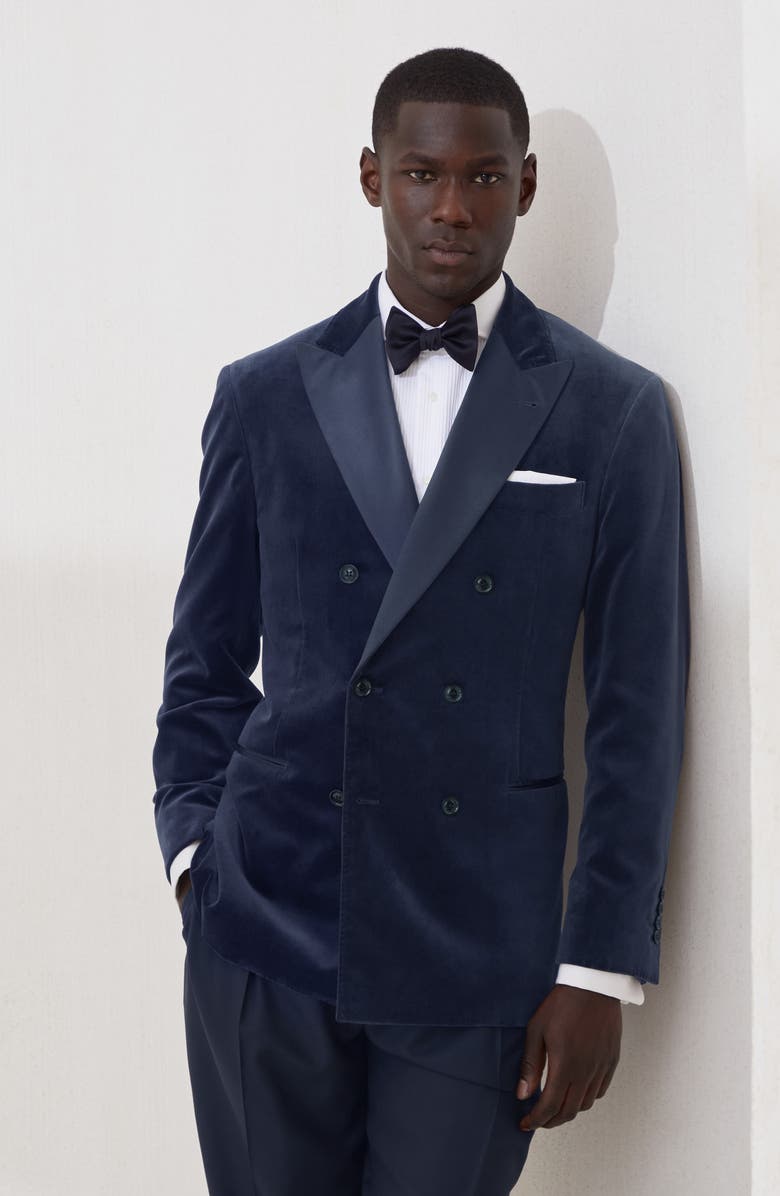 Brunello Cucinelli Tuxedo Jacket, Alternate, color, Blue