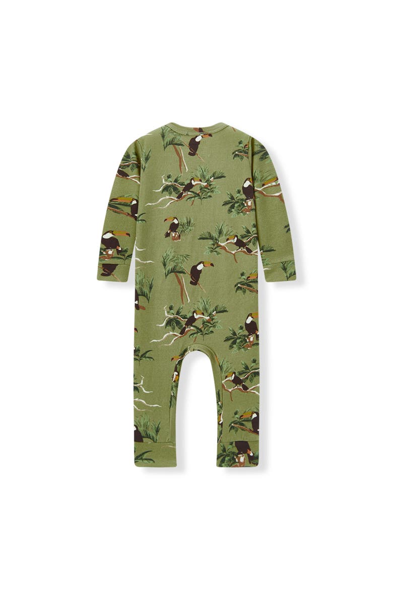 Cotton Stretch Zipper Pajama, Alternate, color, Toucan