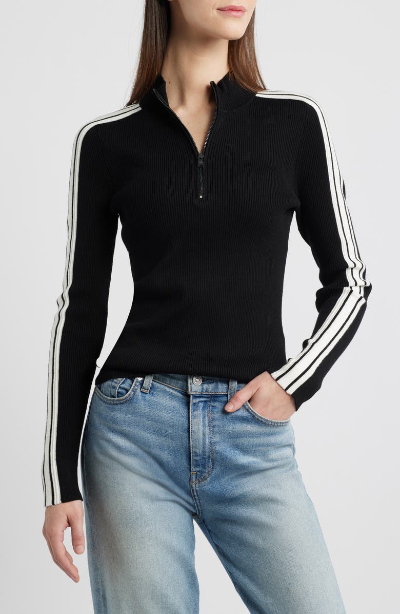 DKNY Sleeve Stripe Half Zip Sweater, Main, color, 