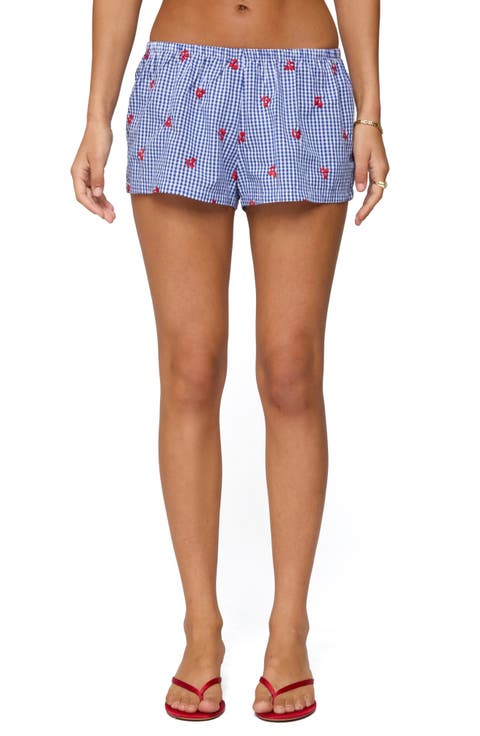 Embroidered Cherry Cotton Boxer Shorts