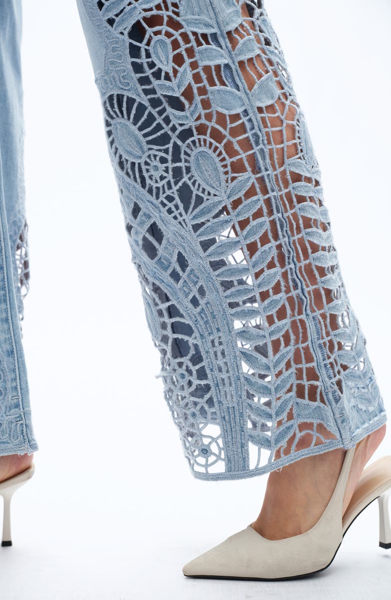 Bayeas High Waist Embroidered Wide Leg Jeans, Alternate, color, Cornflower