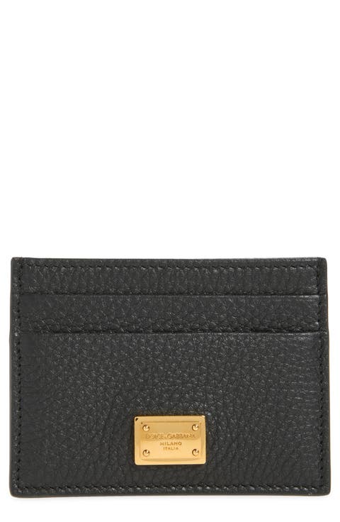 Nameplate Calfskin Leather Card Holder