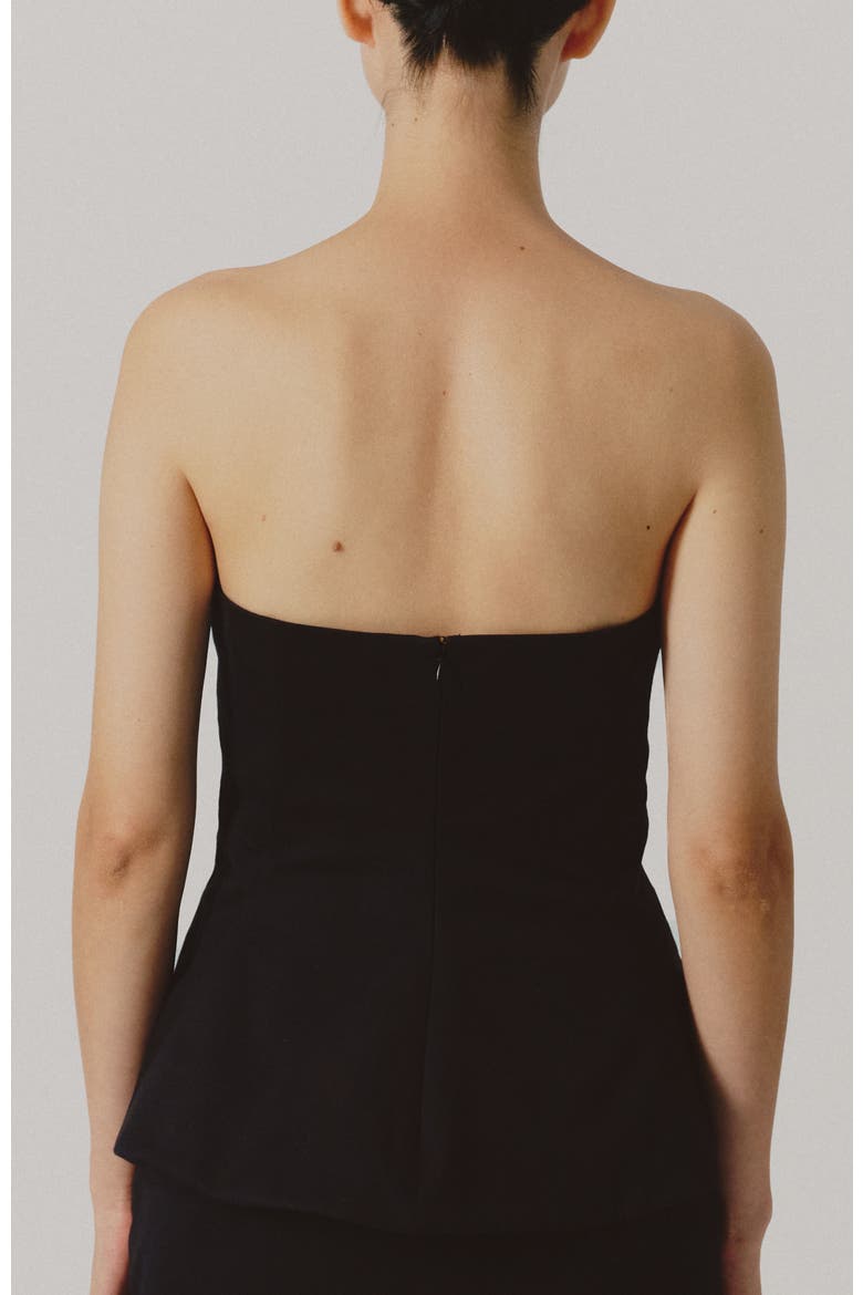 Cuarzo Strapless Pleated Cotton Top, Alternate, color, Black