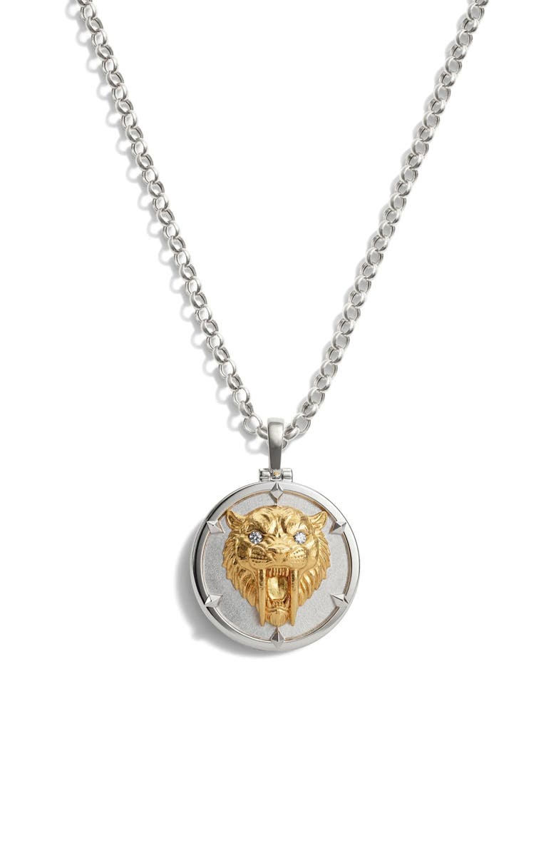 Awe Inspired x Jhené Aiko Saber-Tooth Cat Pendant Necklace, Main, color, Sterling Silver