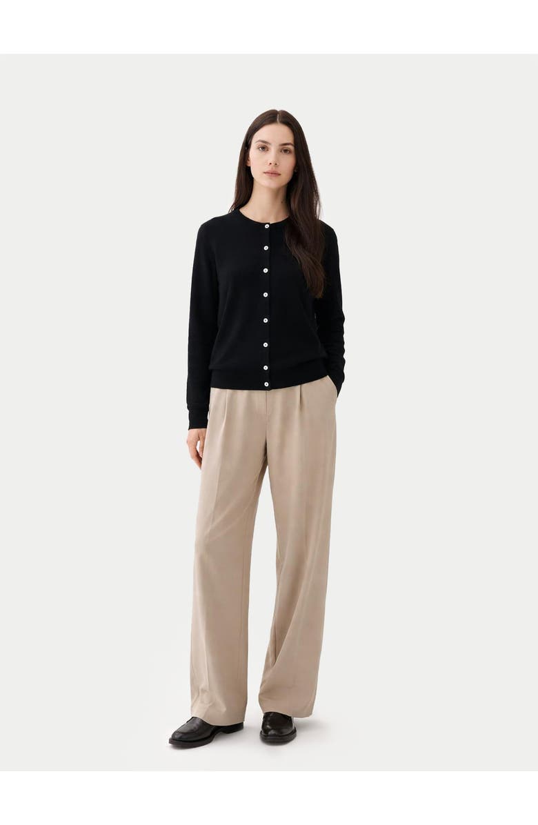 Gobi Cashmere Timeless Cashmere Crewneck Cardigan, Alternate, color, Black