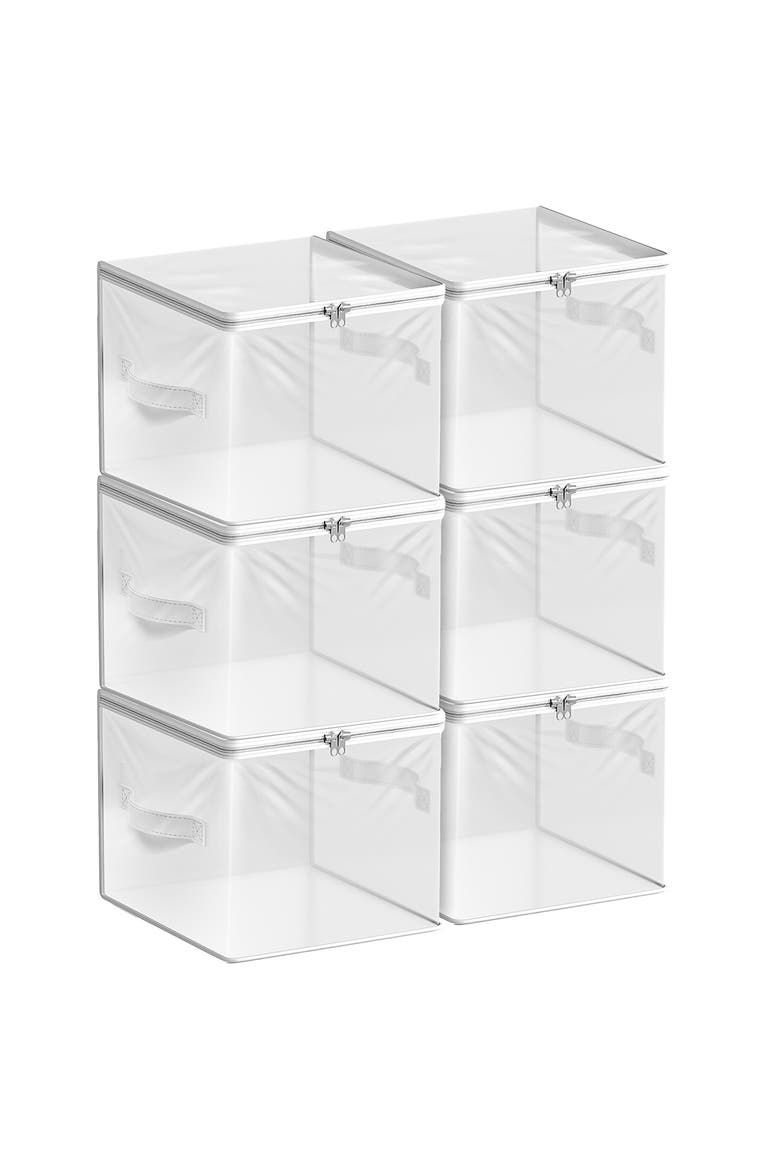 Set of 6 Clear Storage Bins, Alternate, color, CLEAR