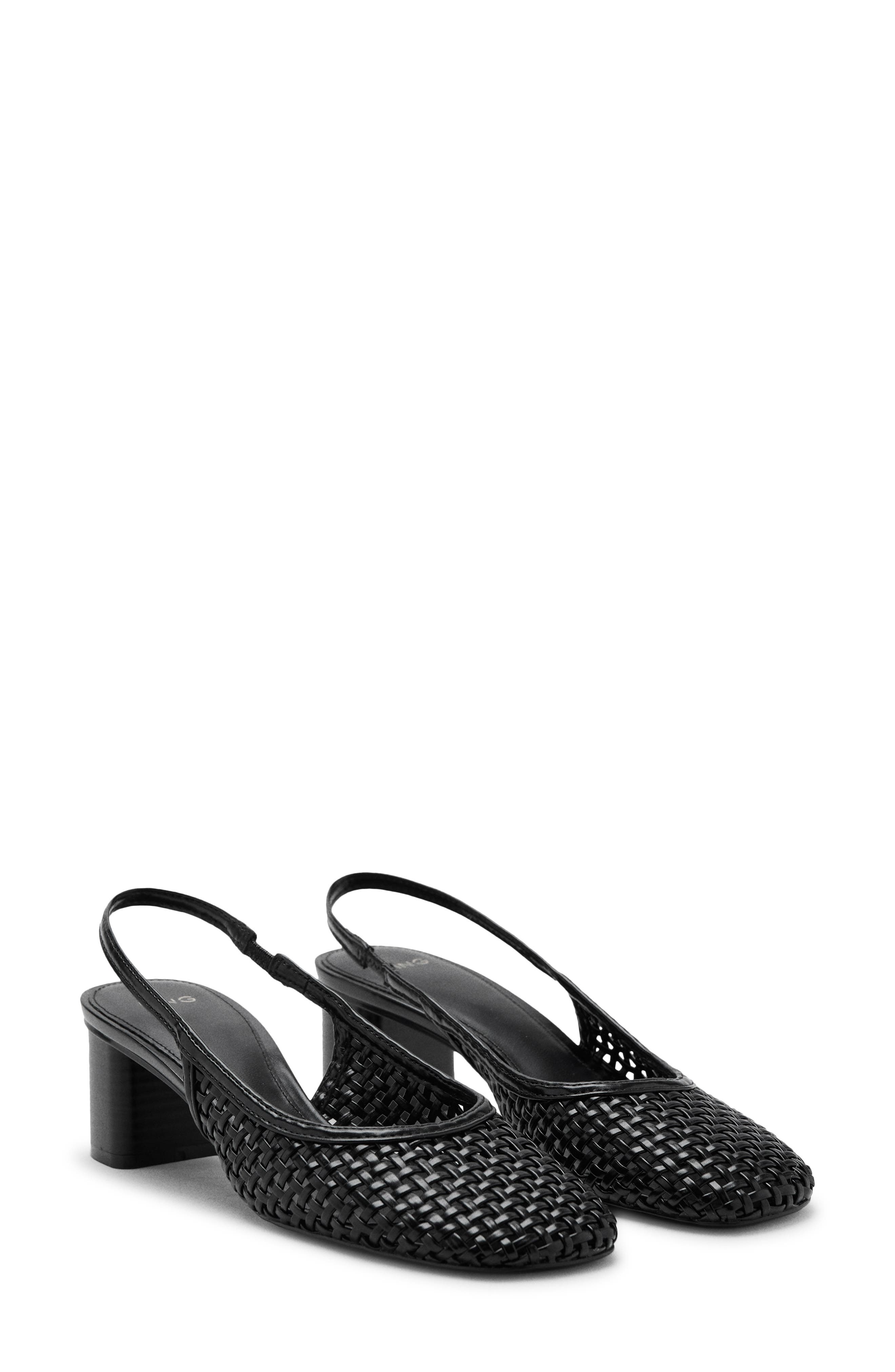 MANGO Braided Slingback Pump, Main, color, Black
