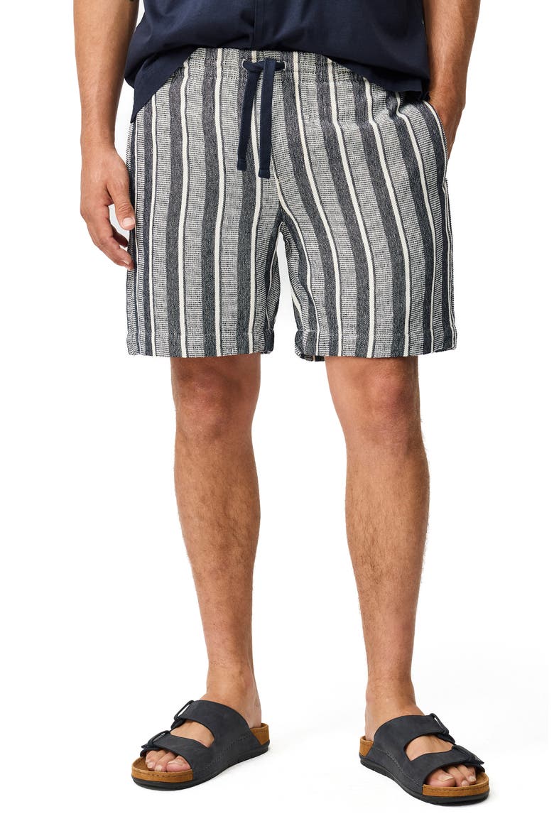 The Laurels Stripe Cotton Blend Drawstring Shorts, Main, color, NAVY