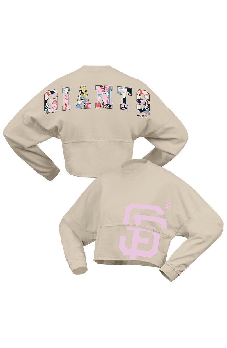 FANATICS Women's Fanatics  Cream San Francisco Giants Floral Preppy Cropped Long Sleeve T-Shirt, Alternate, color, 