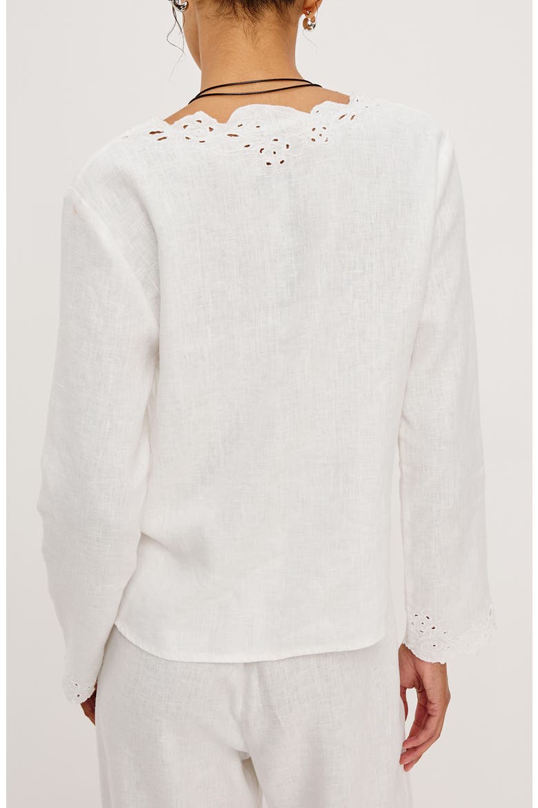 Fleur Eyelet Linen Shirt, Alternate, color, WHITE