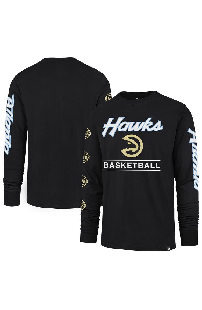'47 Men's '47 Black Atlanta Hawks 2023/24 City Edition Triplet Franklin Long Sleeve T-Shirt, Main, color, 