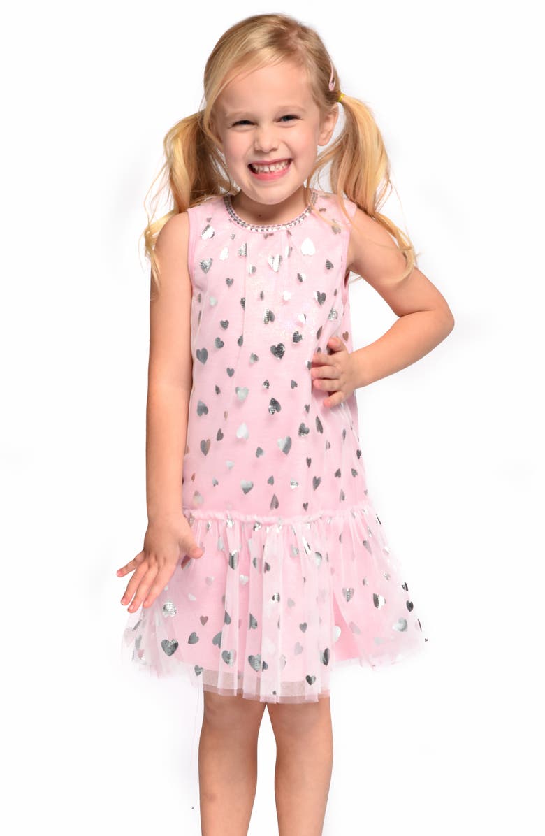 Truly Me Kids' Foil Hearts Tulle Dress, Alternate, color,
