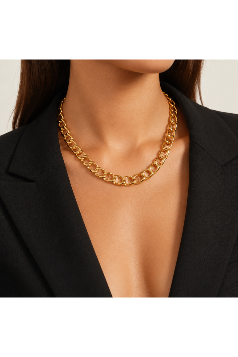 Jory Flat Links Necklace, Alternate, color, Gold