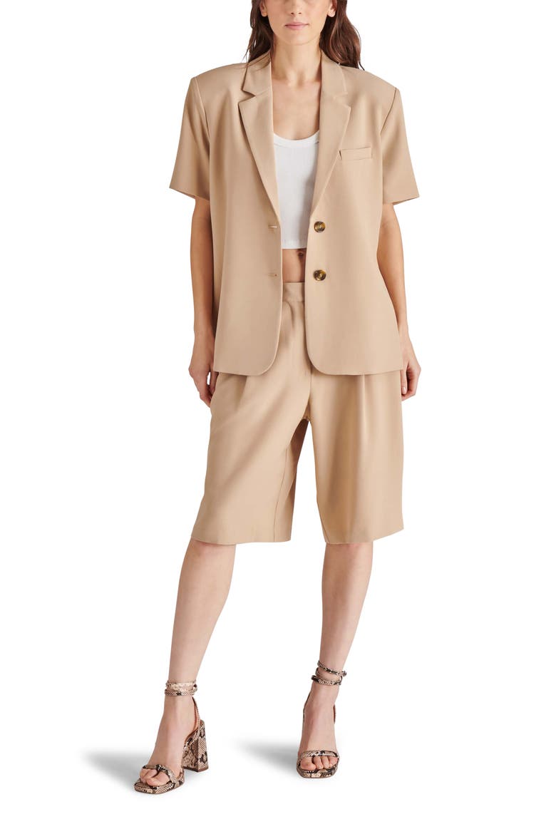 Tiara Short Sleeve Blazer, Alternate, color, KHAKI
