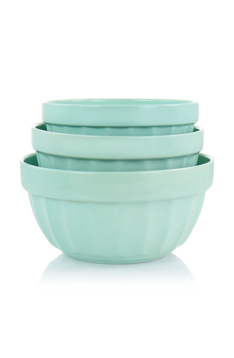 MARTHA STEWART 3 piece Stoneware Bowl Set, Alternate, color, Turquoise
