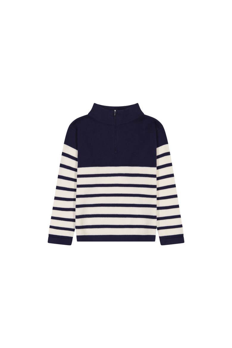 Cotton Zip Sweater, Main, color, Breton Navy White Stripe