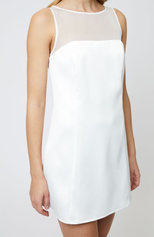 French Connection Carey Sleeveless Satin Minidress In Summer White