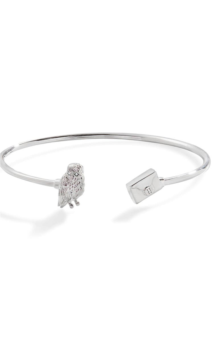 Alex and Ani Harry Potter Hedwig + Letter Flex Cuff Bracelet, Main, color, Silver