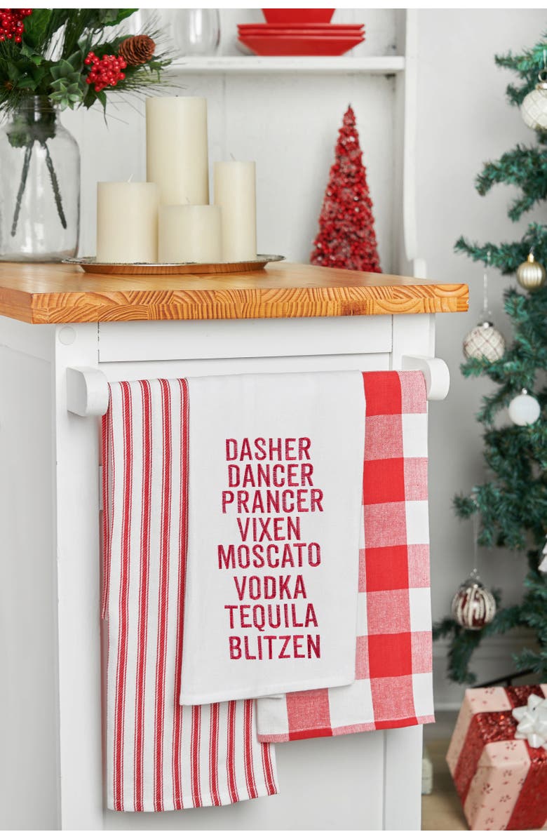 C&F Home Christmas Reindeer Names 100% Cotton Flour Sack Dishtowel, Alternate, color,