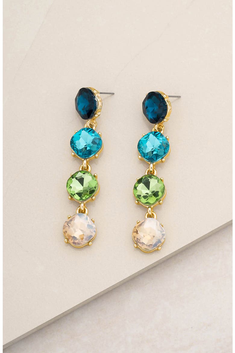 Four the Money Crystal Drop Earrings, Alternate, color, BLUE