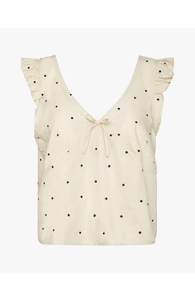 WeWoreWhat Ruffle Sleeve Boxy Top, Alternate, color, Oat/Black