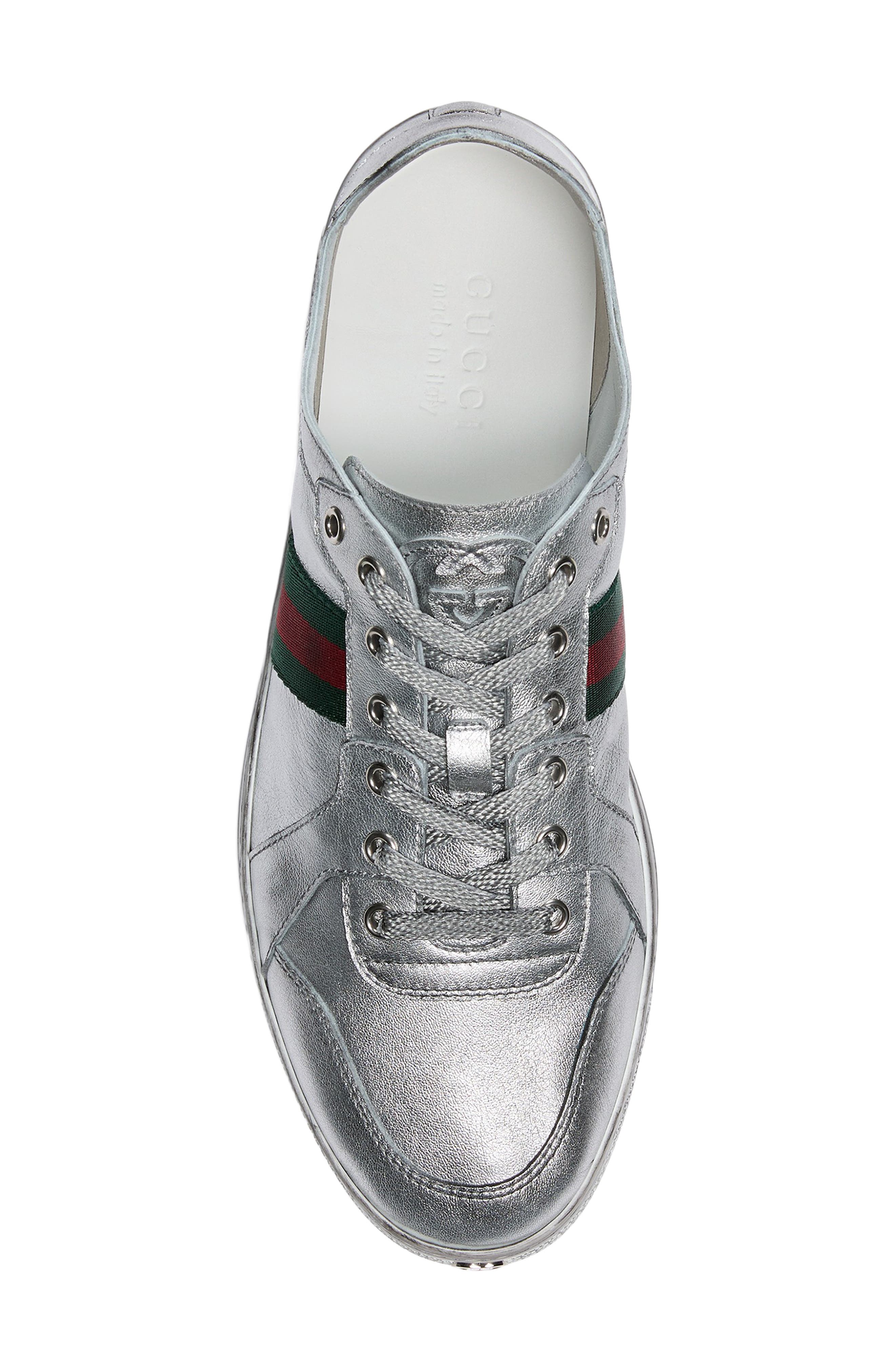 Gucci Coda Metallic Low Top Sneaker, Alternate, color, Silver Metallic