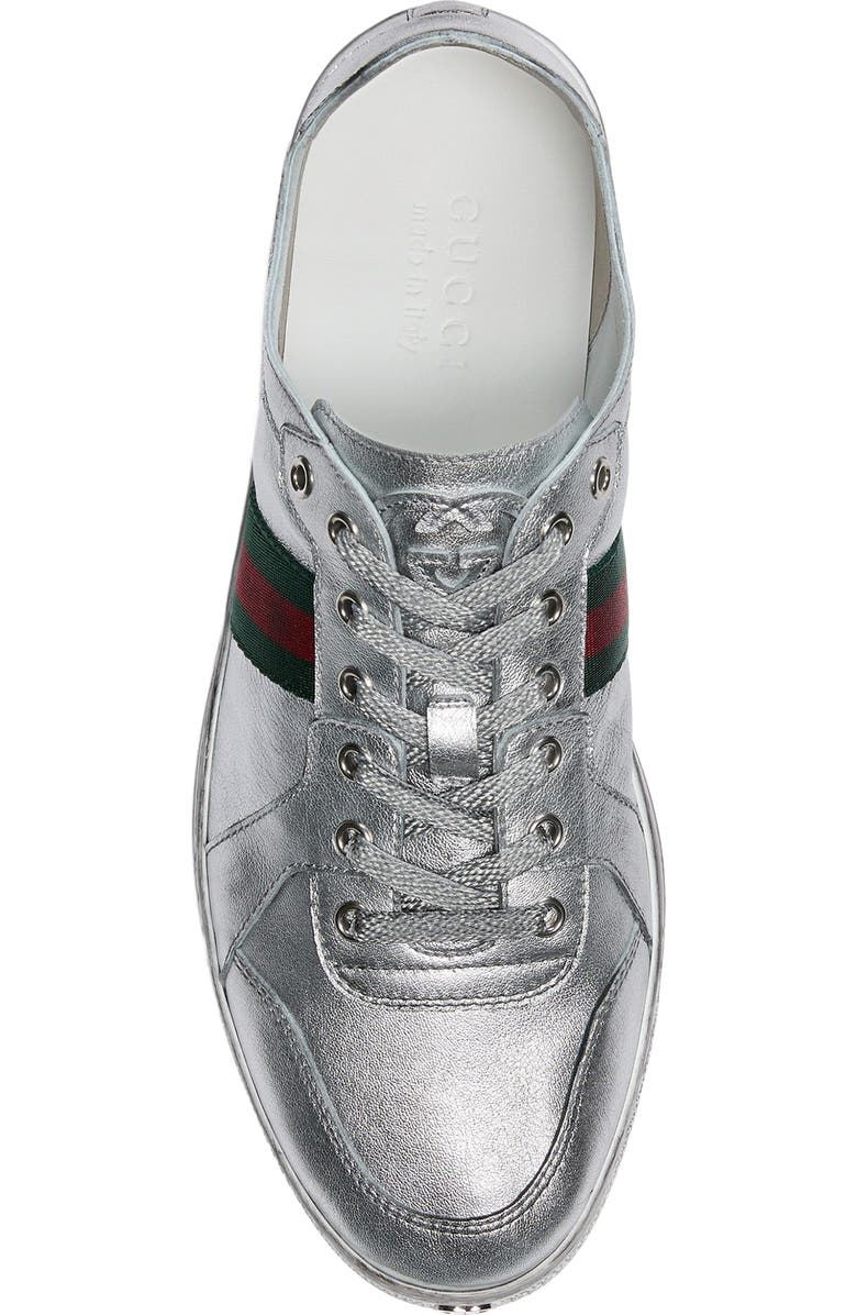 Gucci Coda Metallic Low Top Sneaker, Alternate, color, Silver Metallic