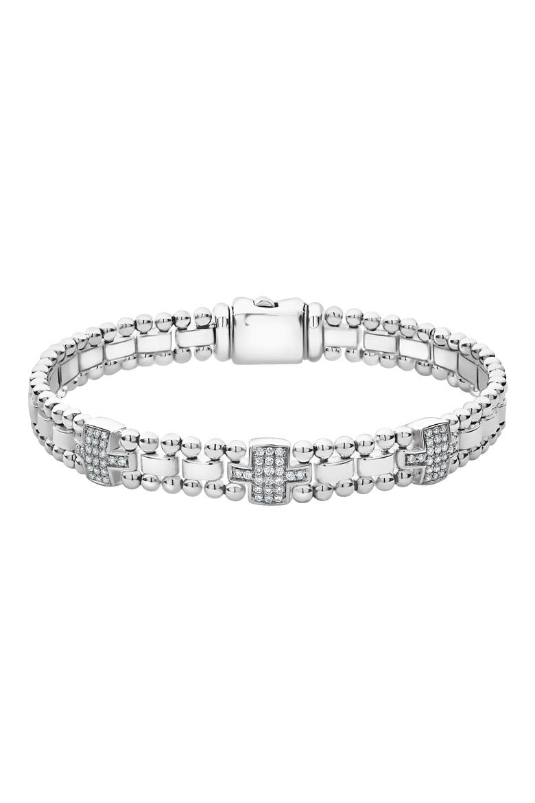 Caviar Spark Diamond Station Bracelet, Main, color, SILVER/ DIAMOND